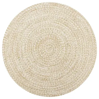 vidaXL Teppich Handgefertigt Jute Weiß und Natur 90 cm