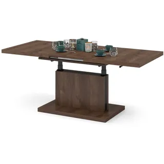 Mazzoni Couchtisch Aston Eiche dunkel stufenlos höhenverstellbar ausziehbar 120-200cm, Funktionstisch, Wohnzimmertisch, Tisch, Esstisch, Sofatisch braun 120 cm x 56 cm x 80 cm