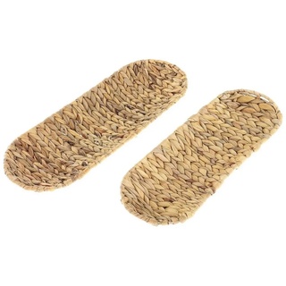 Macosa Home Dekoschale (2er Set Dekoschalen, 2 Stück), Deko-Tablett 2 STK. Seegras geflochten oval Wasserhyazinthe Natur Dekoschale Dekoteller Tisch-Dekoration Schale länglich braun
