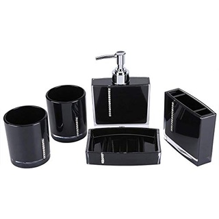 Seifenspender Set mit Seifenspender Zahnputzbecher Seifenschale Zahnbürstenhalter 5-teiliges Badezimmer Set