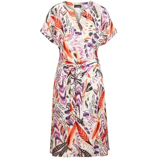 Sommerkleid GOLDNER "Kurzarm-Kleid mit Ethno-Print", Damen, Gr. 46, N-Gr, bunt (bunt, gemustert), Obermaterial: 100% Viskose CV., figurumspielend, V-Ausschnitt, mit Aufschlag, Kleider Sommerkleid, Taschen in den Seitennähten