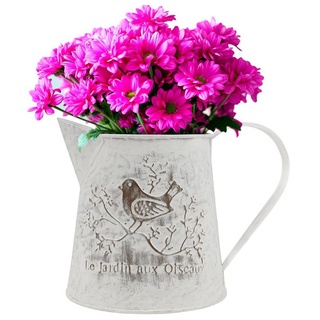 Belle Vous Dekovase Vintage Metal Vase 13 cm - Home Decor, Vintage Metallvase Blumentopf 13 cm Landhausstil weiß