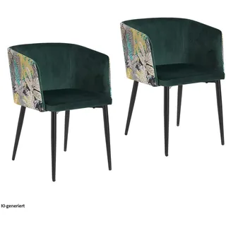 Hti-Living Esszimmerstuhl Destin Samt grün 2er Set