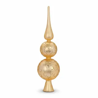 Holly & Jolly Christbaumspitze XL Doppelkugel Glas 31cm mit Ornamenten matt
