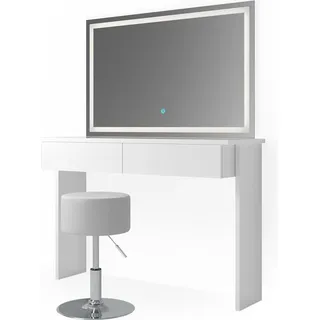 Vicco, Schminktisch, Schminktisch Azur, Weiß, 120 cm mit LED-Spiegel und Hocker