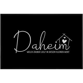 OM3® lustige Fußmatte mit Spruch - Daheim - Welch Zauber liegt in diesem kleinen Wort - Fußabstreifer - rutschfest & waschbar - 60x40cm -