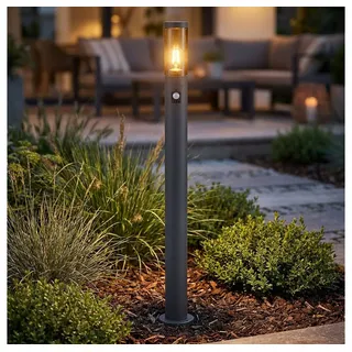 GLOBO LIGHTING LED Außen-Stehlampe, Leuchtmittel inklusive, Warmweiß, Außenstehlampe Wegeleuchte Pollerlampe Bewegungsmelder anthrazit LED