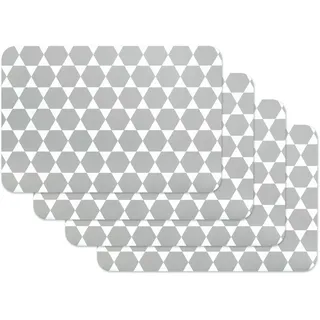 Venilia Tischset Caline Grau Hexagon Vintage-Muster, Platzset für Esszimmer, Esstischmatten, Telleruntersetzer, Platzdeckchen, abwischbar, lebensmittelecht, 45 x 30 cm, 4 Stück, 59042