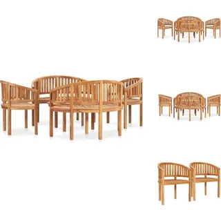 vidaXL 5-tlg. Garten-Lounge-Set Massivholz Teak - Gartenmöbel-Sets - Braun