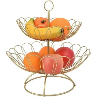 Famanu Obstschale Gold - 2-lagige Fruchtschale abnehmbar