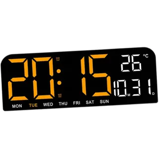 Sharplace Digitale Badezimmeruhr, Dusch-Timer mit Alarm, wasserdichte Uhren für Badezimmer, Küchen-Timer-Uhren, Thermometer-Hygrometer-Wanduhr, Orange