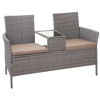 Mendler HWC-E24 132 x 55 x 84 cm grau/creme inkl. Tisch