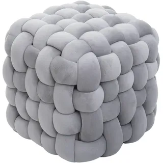 Mendler Hocker HWC-Q48 Samt 39 x 39 x 39 cm Dunkelgrau