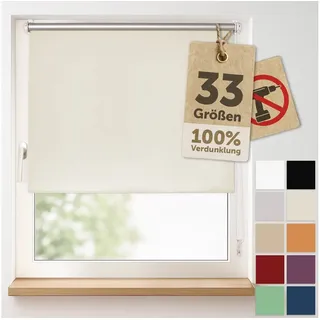 Verdunklungsrollo Verdunkelungsrollo ohne Bohren, Blumtal, Klemm-Montage oder optional Wandmontage mit Schrauben und Dübeln, 4-lagiges Rollo UV-beständig braun 95 cm x 210 cm