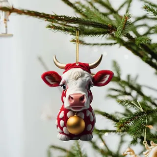 Niedlicher Acryl Ochse Weihnachtsbaumschmuck Lustig, Niedlicher Weihnachtsbaum Anhänger, Christbaumschmuck Ausgefallen, Weihnachtsanhänger Klein, Weihnachten Dekoration