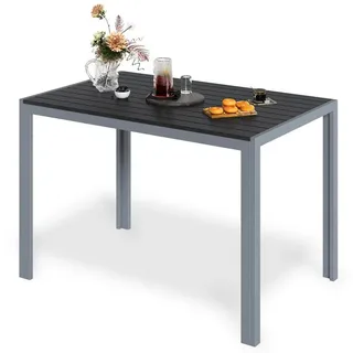 TLGREEN Gartentisch Aluminiumrahmen Quadratisch (110x70cm WPC Balkontisch Wetterfest, Rechteckiger Terrassentisch, Esstisch Outdoor, 1 Tisch), Hitze- und Wetterbeständig, rutschfest, Brettbreite 6.5cm grau 70 cm