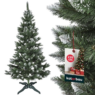 KOTARBAU® Künstlicher Weihnachtsbaum Schnee 220 cm Diamanttanne Tannenbaum Künstlich mit Plastik Ständer Christbaum Christmas Tree
