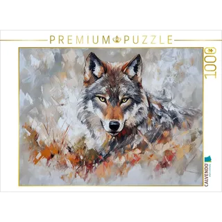 Calvendo Puzzle Wölfe schreien in der Kunst für Freiheit und Familie 1000 Teile Lege-Größe 64x48cm Foto-Puzzle für glückliche Stunden