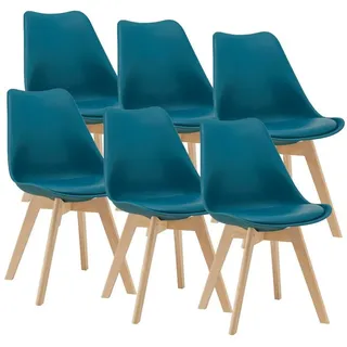 [en.casa] Esszimmerstuhl Fläten Kunstleder Türkis 6er Set
