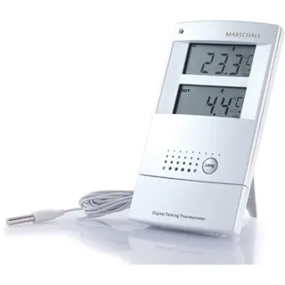 Marschall Deutsch sprechendes Innen- und Außenthermometer I 1370 I Zwei große Displays I Wecker I Temperaturansage I Perfekt für Senioren, Blinde und Demenzkranke