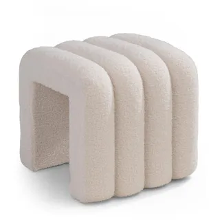 Home4You Polsterhocker Teddystoff 40 x 40 x 38 cm Wollweiß