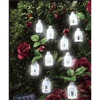 ABC Home Garden 22526 Gartendeko, Solarleuchte LED, Lichterkette, Lichtsensor, Plastik, Weiß, 4 x 4 x 6.5 cm
