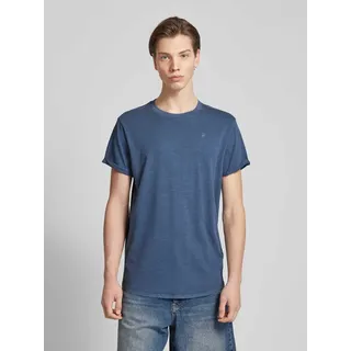 T-Shirt mit Label-Print und -Patch Modell 'Lash', Jeansblau, S