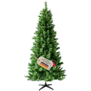 RS Trade Schmaler künstlicher Weihnachtsbaum 1101 Colorado 210 cm Grün mit Metallständer, Christbaum künstlich, Kunsttannenbaum, Klappsystem, schwer entflammbar, einfacher Aufbau, für Allergiker