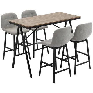 Homcom Bartisch 120 x 60 x 91 cm Hellgrau