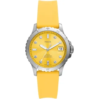 Quarzuhr FOSSIL "FB-01, ES5289" Armbanduhren gelb Damen Quarzuhren Armbanduhr, Damenuhr, Datum, analog