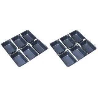Mini-Kastenform mit 6 Tassen, antihaftbeschichtet, Backform, Mini-Desserts, Brot, Backform, 2er-Set