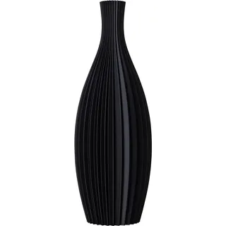 SLIMPRINT Vase Rose, Matt Schwarz, 21,3 x 16,7 x 60 cm, Halbrunde Dekovase für Trockenblumen und Pampasgras, Recycelter Biokunststoff