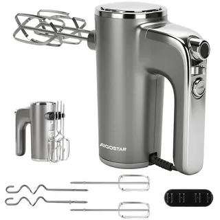 Aigostar Schneebesen Adela - Handmixer Elektrischer, Ultra Power Mixer Handrührer, Einstellbare Geschwindigkeitssteuerung grau