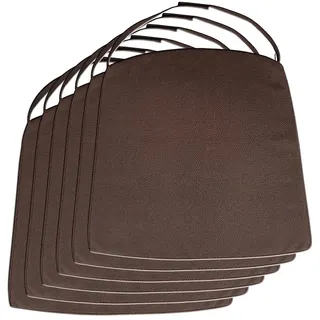Amago home Stuhlkissen Sitzkissen 42x44cm Stuhlauflage braun Wildlederoptik Kissen mit Klettverschluß Größe Set 6 Stück