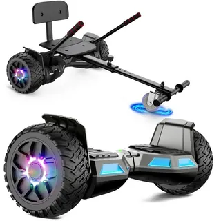 SISIGAD Balance Scooter Kart 8,5” Hoverboard mit Sitz für Kinder & Erwachsene, 10 km/h, LED, Off-Road, 2x160W leistungsstarker Motor, Bluetooth-Lautsprecher schwarz