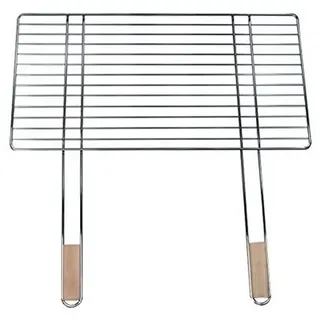Master Grill Party Grillrost 68x40cm mit 2 Holzgriffen Stahl verchromt Grillgitter Grillaufsatz Ersatzrost