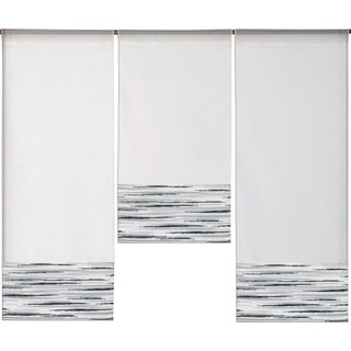 Scheibengardine Design Mini Flächenvorhang Set, schwarz weiß, 4013, Clever-Kauf-24, Stangendurchzug (3 St), transparent weiß