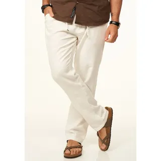behype Leinenhose im Chinohosen Stil mit Gummibund & Kordel Herren luftige Stoffhose als Sommerhose - Freizeithose weiß XL
