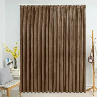 FENLAX Verdunkelungsvorhang mit Haken Samt Beige 290x245 cm Wohnzimmer Gardinen Schlafzimmer Vorhang Modern Gardinen Verdunkelnd Vorhänge Büro Eleganten Samt Vorhänge Privatsphäre Schützen