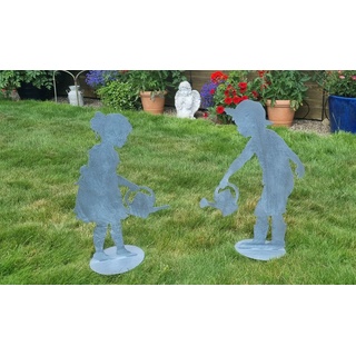 Gartenfigur »Mädchen / Junge Set aus Metall 45cm«, (1 St.), 47022358-0 grau, rost B/H: 31 cm x 45 cm