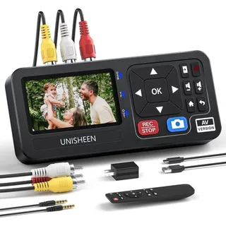 UNISHEEN VHS to Digital Converter with Remote,Compatible with VHS, VCR, DVR, DVD, Cassette, Hi8, Mini DV, Camcorder, Gaming Consoles(VCR, VHS/DVD Player, Camcorder Required)