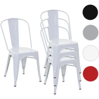 4er-Set Stuhl HWC-A73, Bistrostuhl Stapelstuhl, Metall Industriedesign stapelbar ~ weiß