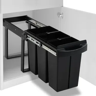 vidaXL Abfallbehälter für Küchenschrank Ausziehbar Soft-Close Abfallsorter Küchen Einbau Abfalleimer Mülltrenner Abfallsammler Mülleimer 36L