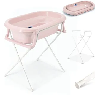 Baby Badewanne faltbar mit Ständer - Babywanne + Abflussschlauch Thermometer 1 St