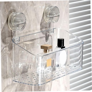 Obelunrp Duschablage, 29,2 x 12,7 cm, durchsichtiger Duschablage mit Saugnapf, stanzfreier Badezimmer-Dusch-Organizer, Starke Saugnapf-Duschablage für das Badezimmer zu Hause