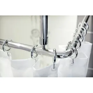 ALU DECKENHALTERUNG EXTRA LANG 120cm! FÜR WINKELSTANGE DUSCHSTANGE DUSCHVORHANGSTANGE SILBER GLÄNZEND BARRIEREFREI! UNDERSEILING OF CORNER ROD!