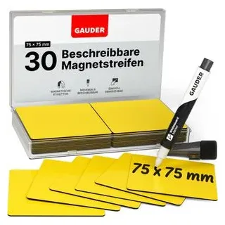 Gauder Magnetschilder ME-75x75, gelb, 75 x 75 mm, für Handbeschriftung, 30 Stück