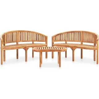 The Living Store 3-tlg. Garten-Lounge-Set Massivholz Teak - Braun