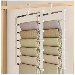 GIDWRIY 2 Hosen Kleiderbügel Platzsparend,Raumsparbügel Hosenbügel Edelstahl,Hosenaufhängung,Trousers Hanger Multiple,Clothes Hanger Pants,Mehrfachbügel rutschfeste,Hosen Organizer für Kleiderschrank