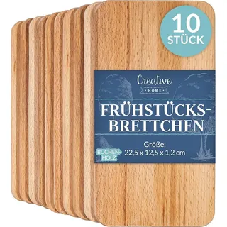 Creative Home Frühstücksbrettchen Holz 10-tlg. 22,5 x 12,5 x 1,2 cm Naturbelassen